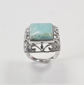 Sterling Silver Turquoise Ring Ring Weighs 6.3 Grams Size 6