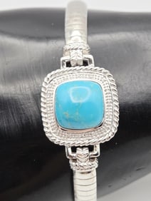 Sterling Silver Turquoise Bracelet Bracelet Measures 7.5" Bracelet Weighs 20.1 Grams