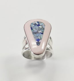 Jay King Sterling Silver Pink Opal Ring Ring Weighs 9.8 Grams Size 8.5