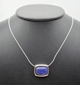 Sterling Silver Sodalite Necklace Necklace Measures 16" Necklace Weighs 7.8 Grams