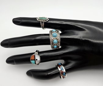 Vintage Sterling Silver Turquoise Rings Oval Ring Weighs 2.3 Grams