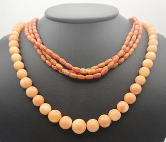 Jay King Sterling Clasp Red Coral Necklaces Single Strand Necklace Measures