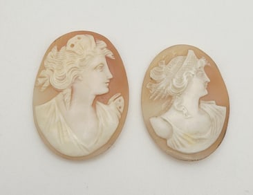 Vintage Carved Cameo Cabochons Large Cameo Weighs 5.3 Grams Small Cameo Weighs 3.6 Grams