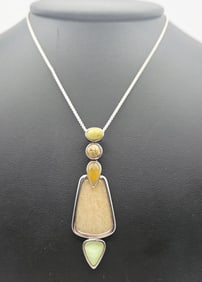 Whitney Kelley Sterling Silver Gemstone Necklace Necklace Measures 31"