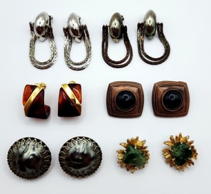 Assorted Vintage Clip & Screw Back Earrings Gold Tone Napier Faux Amber Clip Earrings Les Bernard