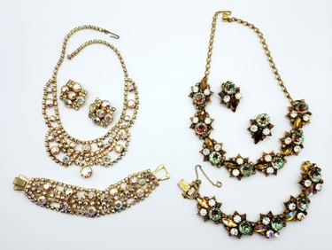 D&E Julian Delizza & Elster Aurora Borealis & Florenza Gold Tone Watermelon Rhinestone Necklace