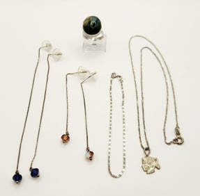 925 Sterling Iridescent Crystal Drop Earrings 925 Sterling Spencer Girl Necklace Sterling Bracelet &