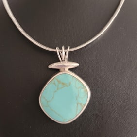 ATI 925 Sterling Silver Turquoise Necklace Necklace Mexico