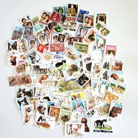 Assorted Foreign Stamps Princess Diana Queen Elizabeth Cats Dogs Etc.