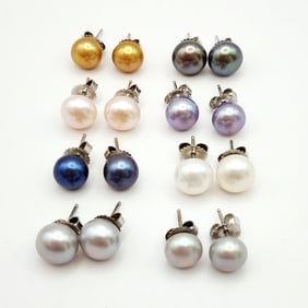 Assorted Honora Multi-Colors Pearl Stud Earrings Backs are marked Honora. Posts are not marked