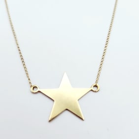 14K Yellow Gold Star Pendant Necklace Necklace is