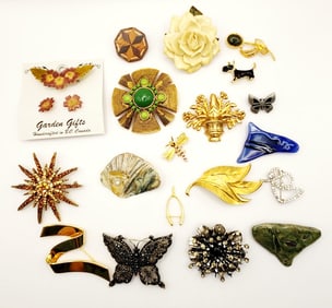 Assorted Vintage Costume Brooches Pins Including Garden Gifts Brooch & Earrings Set