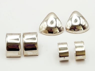 3 Pairs 925 Sterling Silver Earrings Last pair is marked Mexico. Lot weighs 25.7 grams
