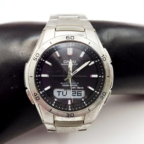 Casio Wave Ceptor 5 Alarms Illuminator World Time Watch #5161 WVA-M640 Stainless Steel Serial
