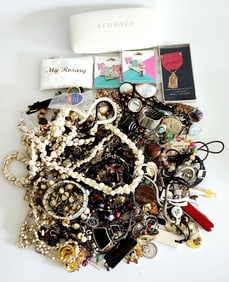 Mystery Grab Bag What Will You Find??? Lot weighs 3 pounds 6 ounces. Versace glasses case is empty.