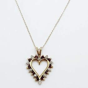 10K Yellow Gold Ruby & Diamond Accents Pendant O On14K Yellow Gold Chain