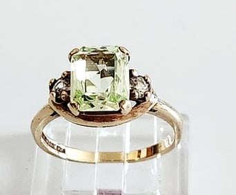10K Yellow Gold Peidot & CZ Golden Treasure Ring Size