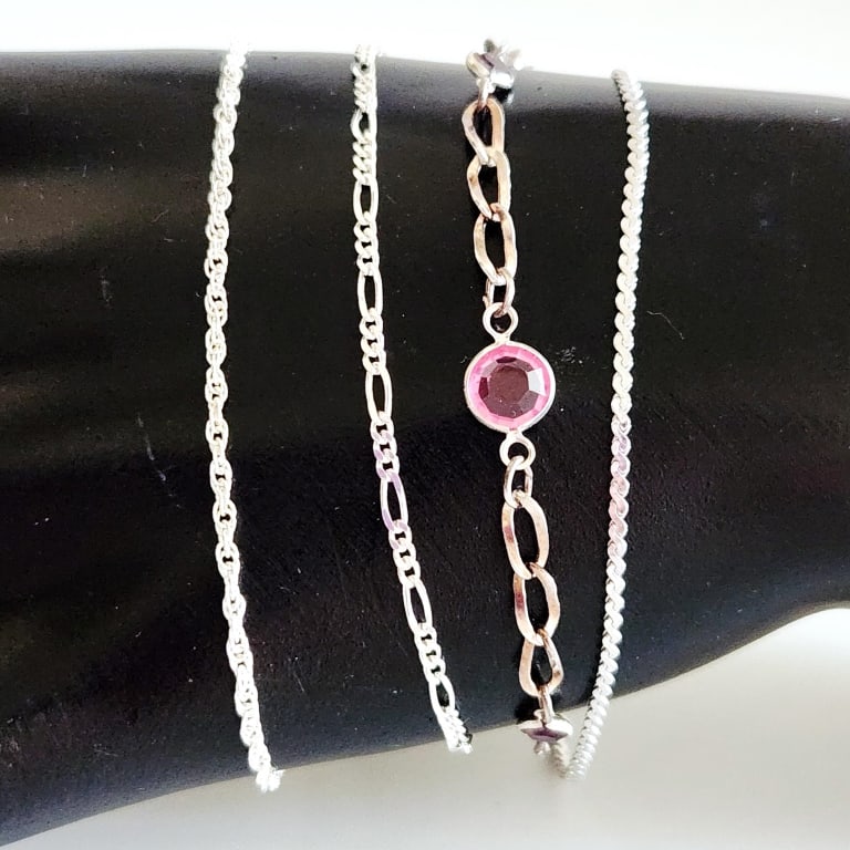 Lot of 4 Avon Sterling Silver Bracelets Bracelets are 7' & (1 of 13)