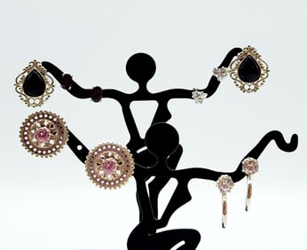 Avon Sterling Silver Earrings Set Avon Sterling Garnet & CZ Duo & Avon Sterling Silver & Onyx
