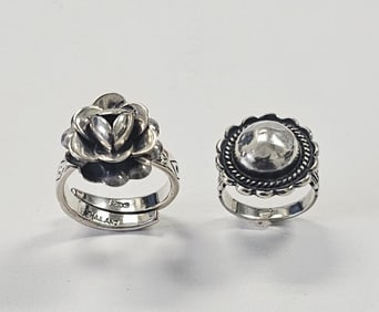 Vintage Sterling Silver Rings Flower Ring Weighs 8.8 Grams
