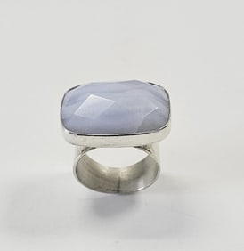 Jay King Sterling Silver Blue Lace Agate Ring Ring Weighs 11 Grams Size 5.5