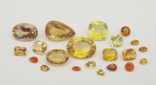 Loose Citrine Stones Various Cuts and Sizes Gemstones Weigh 17.3 Grams Total 86.0 Cts Total