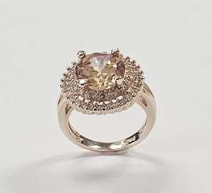 Sterling Silver Citrine and Crystal Ring Ring Weighs 5.6 Grams Size 6.25