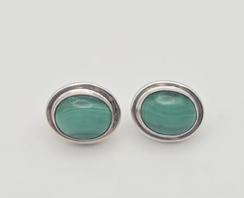 Sterling Silver Malachite Earrings Earrings Weigh 4.2 Grams