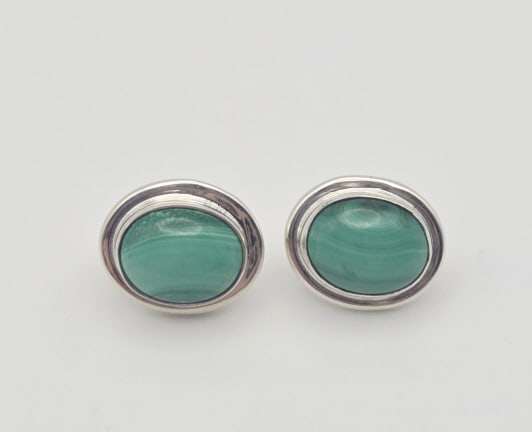 Sterling Silver Malachite Earrings Earrings Weigh 4.2 Grams (1 of 6)