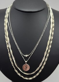 925 Sterling Necklaces Pendants Including Faux Pearl & J Initial