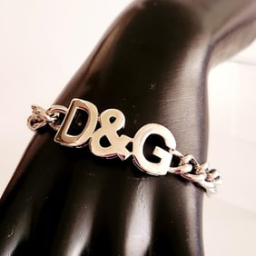 Silver Tone Dolce & Gabbana D&G Logo Bracelet Bracelet is 7".