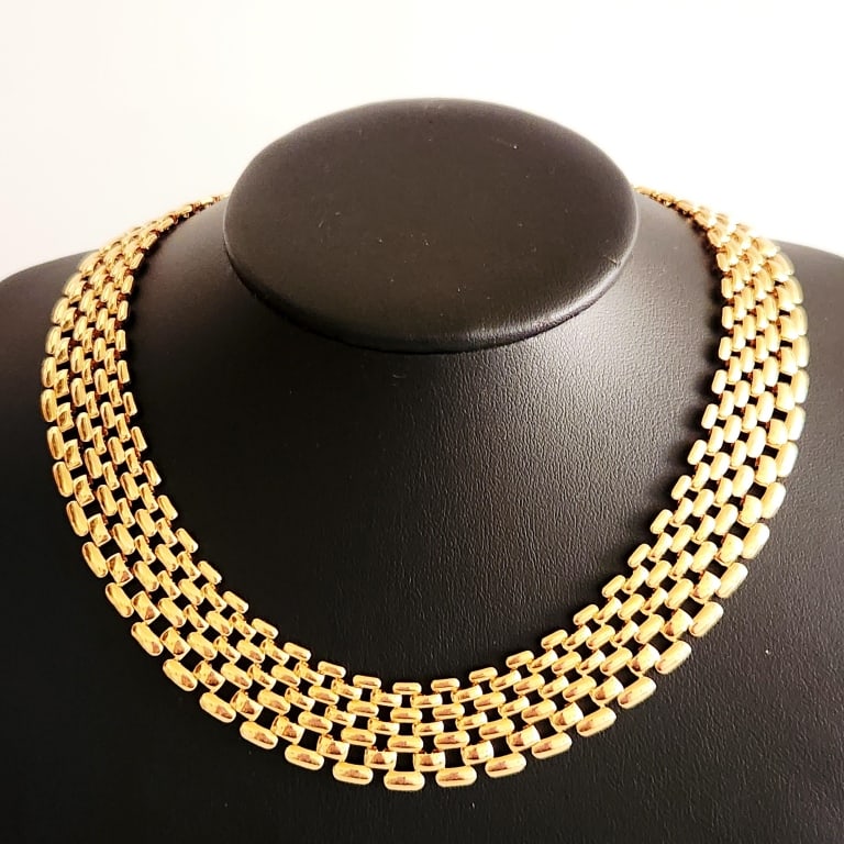 1980s Napier Gold Tone Panther Link Chain Choker Necklace Necklaces is 16".: Necklace Necklaces is 16".For the best shipping rates, please select "Self-Arranged." Once you've done this, you will automatically be added to Kellie's dedicated shipping department. No further actio