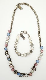 Vintage Amaro Multi-Colored Crystals Necklace & Clear Crystals Bracelet Israel
