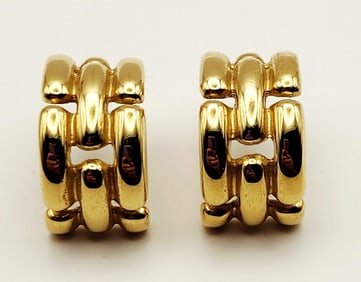 1990s Givenchy Gold Tone Open Work Half Hoop Pierced Post Earrings