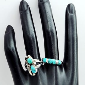 925 Sterling Silver & Turquoise Rings Lot weighs 7.2