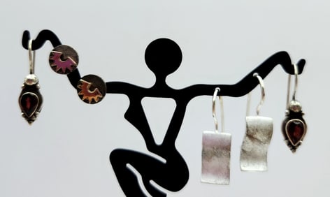 925 Sterling Silver & Garnet & 925 Sterling & 14K Earrings