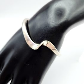 925 Sterling Silver Indigenous American Cuff Bracelet Signed AT Weighs 20.6 grams.