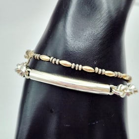 925 Sterling Silver Flat Rolo Link Bar & Sterling & Vermeil Bracelets Bracelets are 7".
