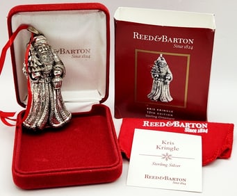 Reed & Barton Sterling Silver Kris Kringle Ornament 12th In The Series Weighs 24.9 grams.