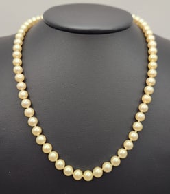 18" Ivory Cultured Pearl Necklace Clasp is 14K.