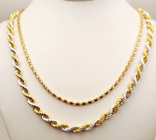 925 Sterling Silver & Vermeil Necklaces Necklaces are 24". Lot weighs 47.2 grams.