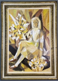 Abstract Cubist Oil Painting Portrait of a Girl Original oil painting in a Cubist abstract style