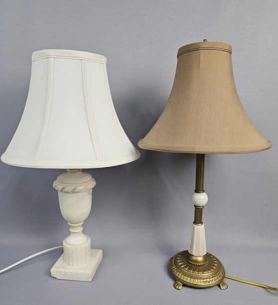 Two Alabaster Base Table Lamps Alabaster table lamps, one urn shaped, and one partially brass. Urn (1 of 15)