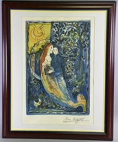 Marc Chagall Signed Lithograph The Wedding Matted and framed. Frame size 31 x 25: Matted and framed. Frame size 31 x 25 inches. Numbered 176/375