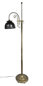 Vintage Brass and Glass Bridge Arm Floor Lamp Lamp is 54 inches