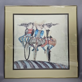 Boulanger Holiday on Wheels Framed Art Print Frame measures 30 x 30 inches. Artwork measures 23 x 23