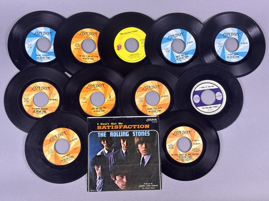 Rolling Stones 45rpm Vinyl Singles x12 Including Ruby Tuesday, Jumpin Jack Flash, I can’t get No (1 of 7)