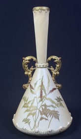 Antique Blush Ivory Royal Worcester Handled Vase #F1432