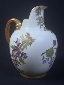 Antique Royal Worcester Painted Pitcher #1094  7.5 inches tall by 5.5 inches wide.