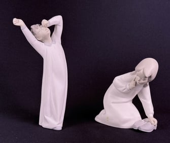 Lladro Porcelain Figurines 4523 4870 Matte 4523 Little Girl With Slippers measures 5.5 x 2.5 x 5.25